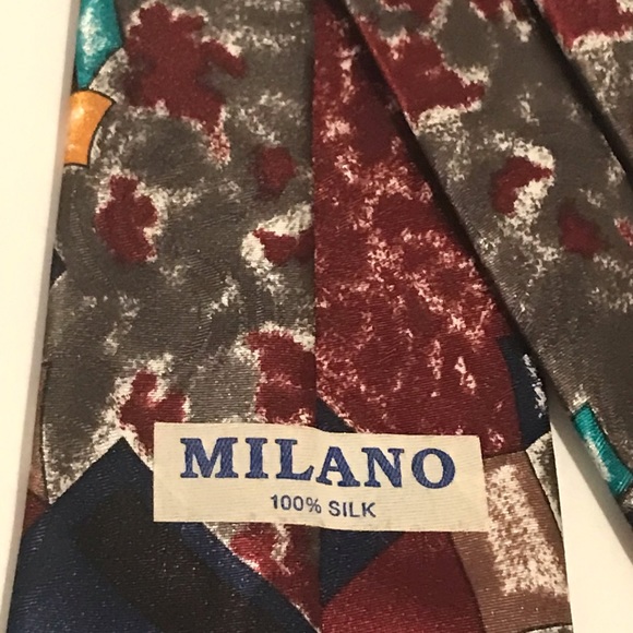Mens 58” Milano Brand 100% Silk Dress Tie - Picture 4 of 5